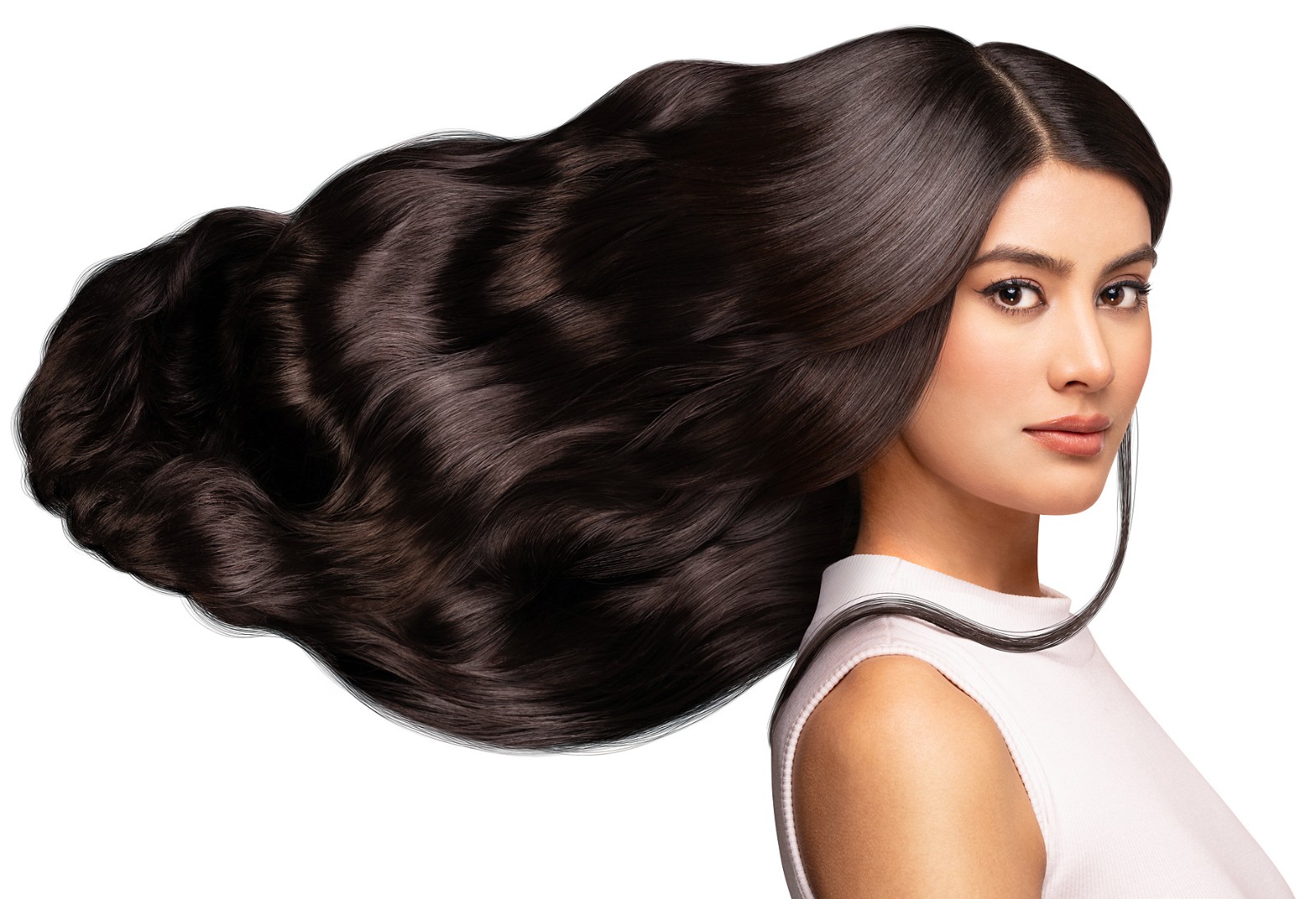 Hair beauty shot retouched for a Parachute campaign