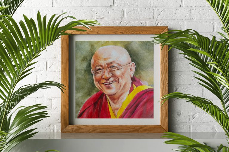Chökyi Nyima Rinpoche Watercolor Portrait